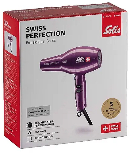 Suszarka do włosów, fioletowa - Solis Swiss Perfection Violet — Zdjęcie N6