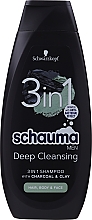 Kup Szampon do włosów, twarzy i ciała dla mężczyzn z węglem i glinką - Schauma MEN Deep Cleansing