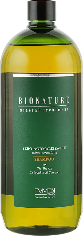 Szampon normalizujący wydzielanie sebum z olejkiem z drzewa herbacianego - Emmebi Italia BioNatural Mineral Treatment Sebum-Normalizing Shampoo — Zdjęcie N1