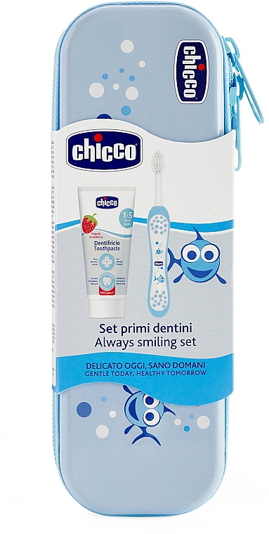 Podróżny zestaw niebieski dla dzieci - Chicco (Toothbrush + Toothpaste 50 ml) — Zdjęcie N2