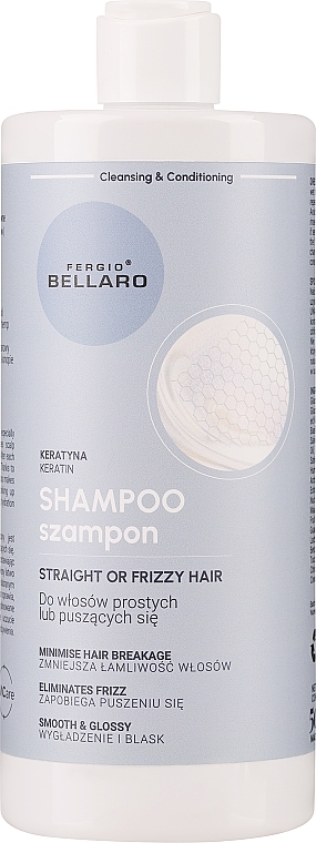 Szampon do włosów prostych i kręconych z keratyną - Fergio Bellaro Keratin Straight Or Frizzy Hair Shampoo — Zdjęcie N1