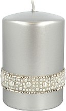 Kup Świeca dekoracyjna srebrna, 7 x 10 cm - Artman Crystal Opal Pearl