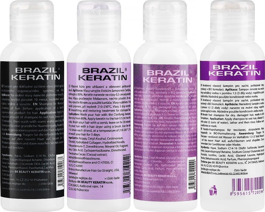 Zestaw - Brazil Keratin Hair Go Straight (h/shm/2x100ml + h/cond/100ml + h/cr/100ml) — Zdjęcie N2