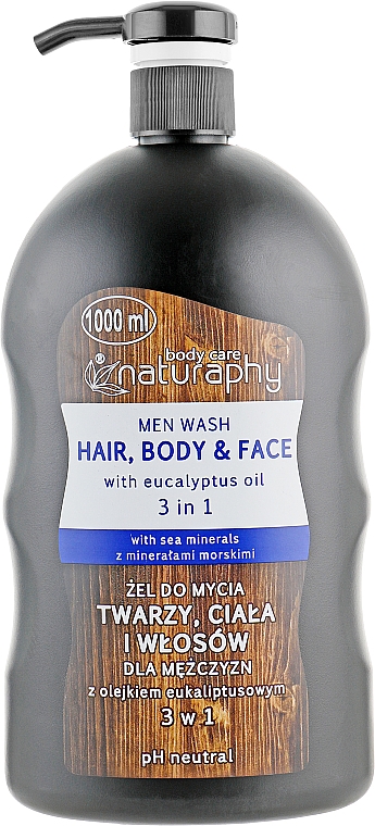 Żel do mycia twarzy, ciała i włosów dla mężczyzn z olejkiem eukaliptusowym - Naturaphy Men — Zdjęcie N1