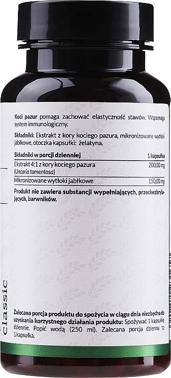 Suplement diety Ekstrakt z kociego pazura - PharmoVit Classic Vilcacora Extract 200 Mg — Zdjęcie N2