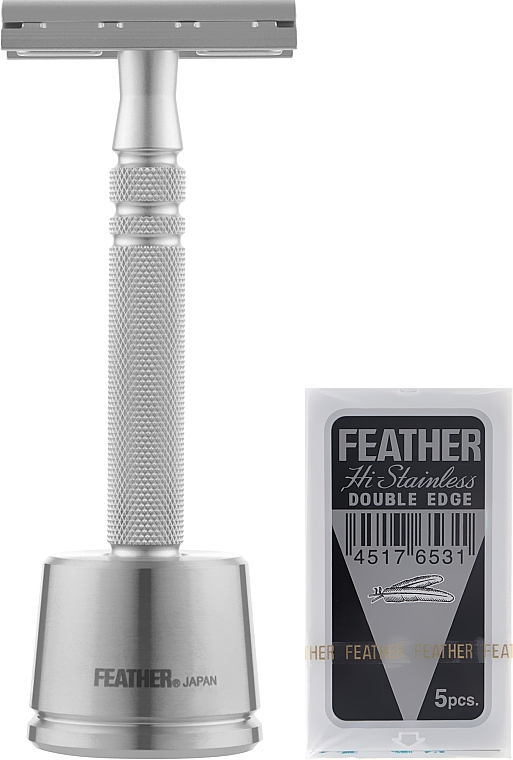 Maszynka do golenia z pięcioma zapasowymi ostrzami i podstawką AS-D2S - Feather — Zdjęcie N1