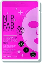 PREZENT! Maska w płachcie z kwasem salicylowym do cery trądzikowej i z niedoskonałościami - NIP+FAB Purify Teen Skin Fix Salicylic Acid Sheet Mask — Zdjęcie N1