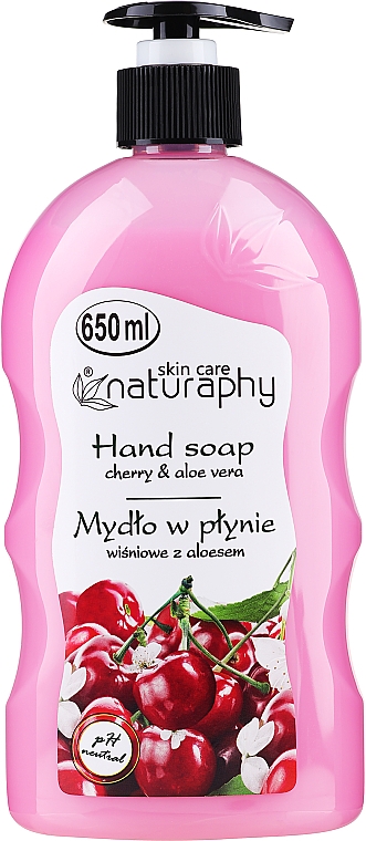 Mydło w płynie do rąk Wiśnia i aloes - Naturaphy Hand Soap — Zdjęcie N2