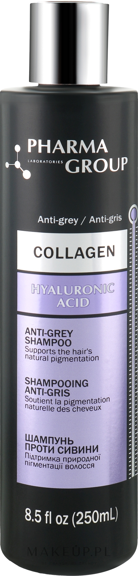 Szampon przeciwko siwieniu włosów z kolagenem i kwasem hialuronowym - Pharma Group Laboratories Collagen & Hyaluronic Acid Anti-Grey Shampoo — Zdjęcie 250 ml