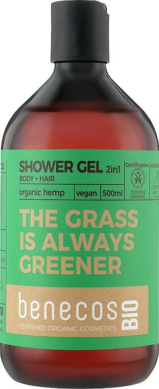 Żel pod prysznic 2 w 1 - Benecos Shower Gel and Shampoo Organic Hemp Oil — Zdjęcie N1