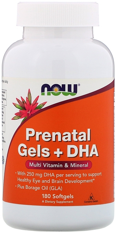 Witaminy dla kobiet w ciąży z olejem rybim - Now Foods Prenatal Gels + DHA — Zdjęcie N3