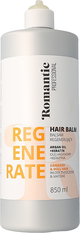 PRZECENA! Regenerujący balsam do włosów zniszczonych z olejem arganowym i keratyną - Romantic Professional Helps to Regenerate * — Zdjęcie N3