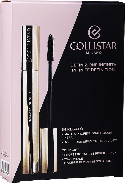 Collistar Mascara Infinito + Gift (maskara/11ml + remover/35ml +  pensil/0.3g) - Zestaw