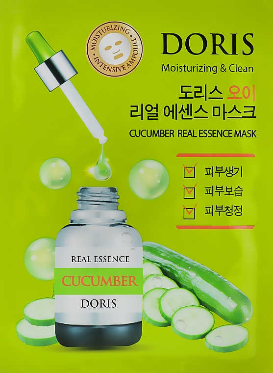 Maska w ampułce z ekstraktem z ogórka - Doris Cucumber Real Essence Mask — Zdjęcie N1