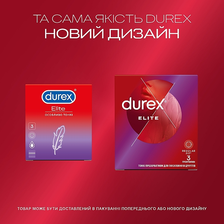 Prezerwatywy lateksowe z silikonowym lubrykantem, cienkie, 3 szt. - Durex Elite Condoms — Zdjęcie N4