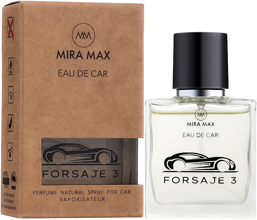 Odświeżacz powietrza do samochodu - Mira Max Eau De Car Forsaje 3 Perfume Natural Spray For Car Vaporisateur — Zdjęcie N1