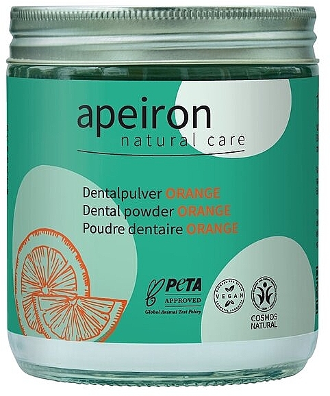 Pasta do zębów z pomarańczą - Apeiron Dental Powder Orange — Zdjęcie N1