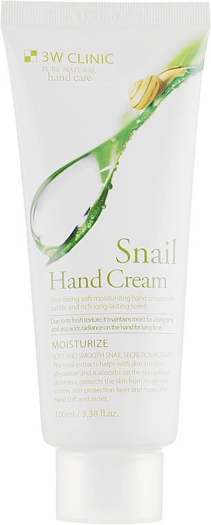 Krem do rąk ze śluzem ślimaka Regeneracja i wygładzenie - 3W Clinic Snail Hand Cream — Zdjęcie N2