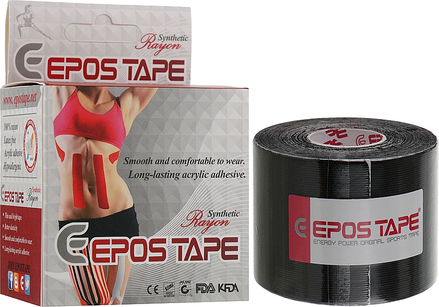 Taśma Kinesio Czarna - Epos Tape Rayon — Zdjęcie N2