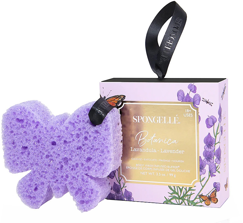 Piankowa gąbka pod prysznic wielokrotnego użytku - Spongelle Botanica Lavender Body Wash Infused Buffer — Zdjęcie N1