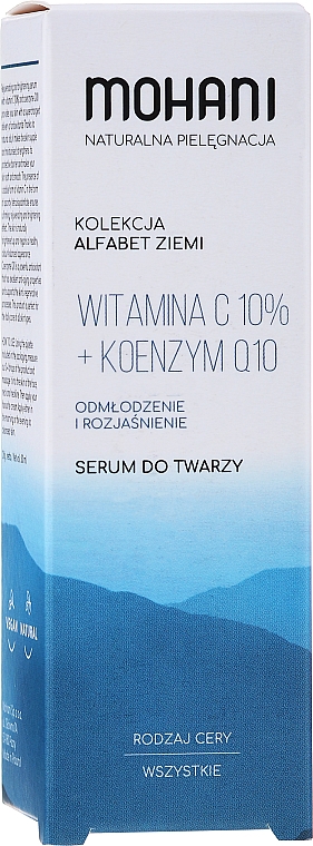 Odmładzające i rozświetlające serum do twarzy z witaminą C 10% i koenzymem Q10 - Mohani — Zdjęcie N2