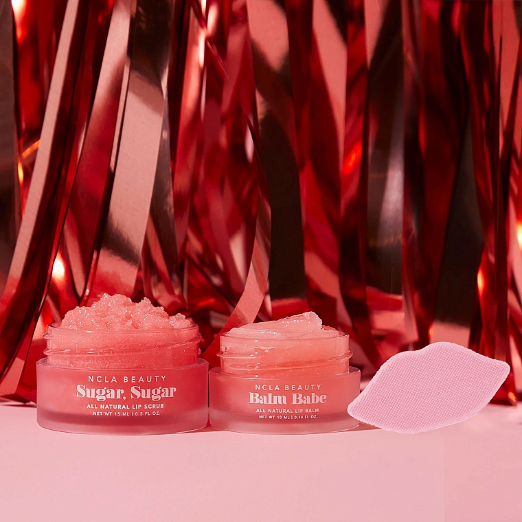 Zestaw do pielęgnacji ust Różowy szampan - NCLA Beauty Pink Champagne (l/balm/10ml + l/scrub/15ml + scrubber) — Zdjęcie N3
