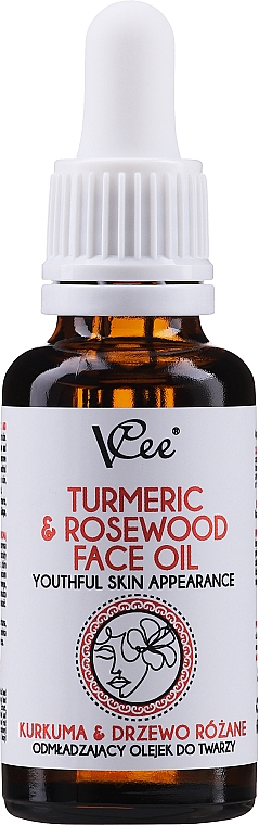 Odmładzający olejek do twarzy Kurkuma i drzewo różane - VCee Turmeric & Rosewood Face Oil Youthful Skin Appearance — Zdjęcie N1