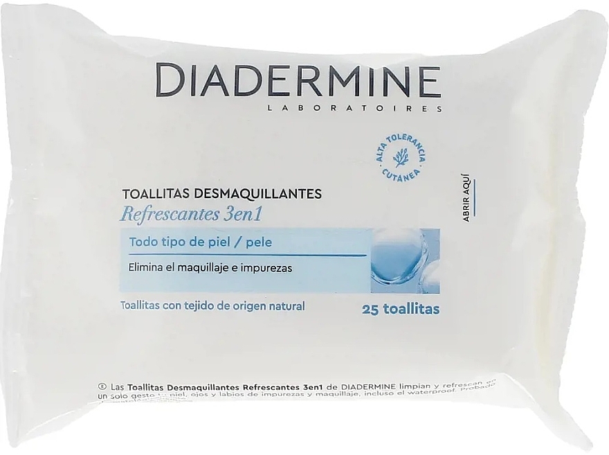 Chusteczki do demakijażu 3w1, 25 szt. - Diadermine Refreshing Makeup Remover Wipes — Zdjęcie N1