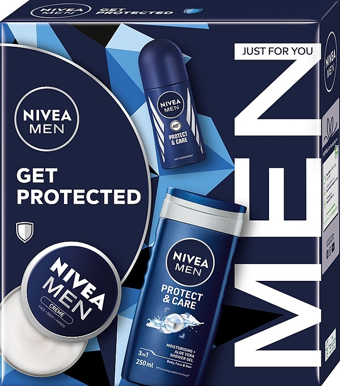 Zestaw - NIVEA MEN Get Protected (sh/gel/250ml+deo/50ml+cr/75ml) — Zdjęcie N1