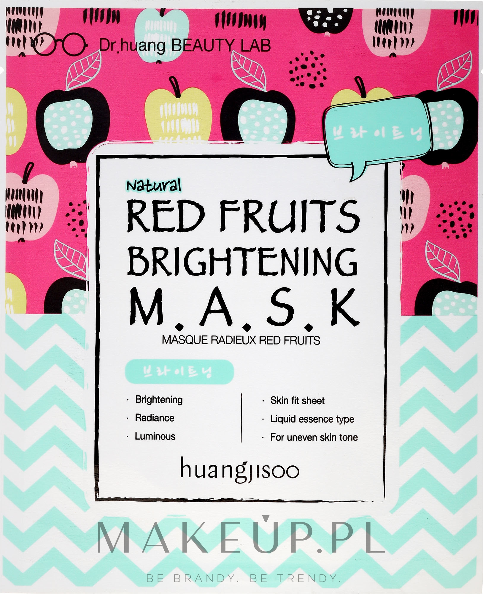 Rozjaśniająca maska w płachcie do twarzy z czerwonymi owocami - Huangjisoo Red Fruits Brightening Mask — Zdjęcie 25 ml