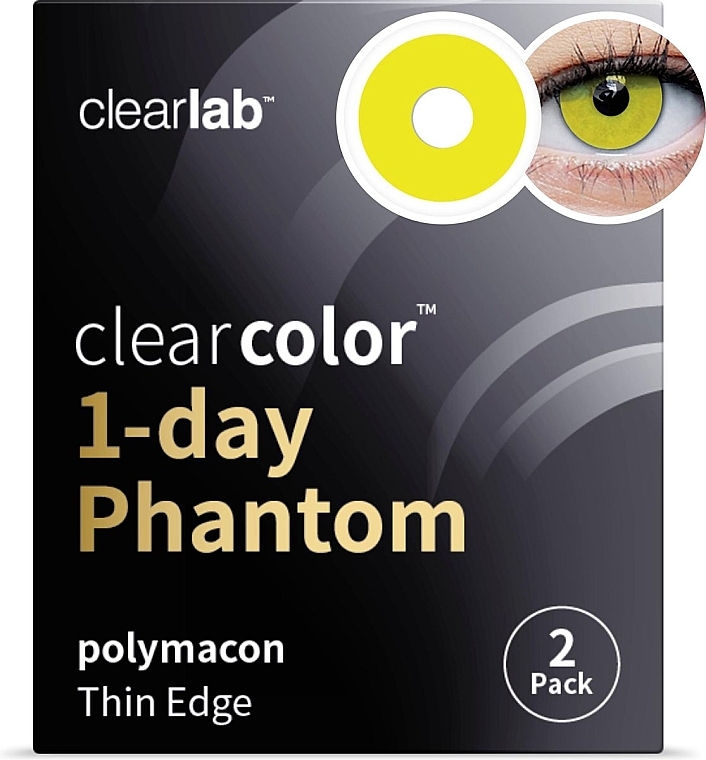Jednodniowe kolorowe soczewki kontaktowe Zombie Yellow, 2 sztuki - Clearlab ClearColor 1-Day Phantom — Zdjęcie N1