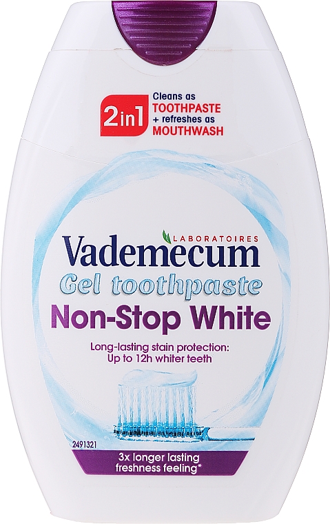 Wybielająca pasta do zębów i płyn do płukania jamy ustnej 2 w 1 - Vademecum Non-Stop White 2in1 Toothpaste + Mouthwash