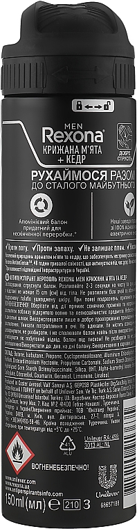 Antyperspirant w sprayu dla mężczyzn Lodowa Mięta i Cedr - Rexona Motion Sense Men Mint Cool + Ceradwood — Zdjęcie N2