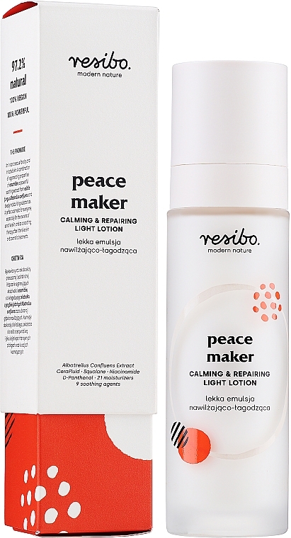 WYPRZEDAŻ Lekka emulsja nawilżająco-łagodząca do twarzy - Resibo Peace Maker Light Moisturizing And Soothing Lotion * — Zdjęcie N2