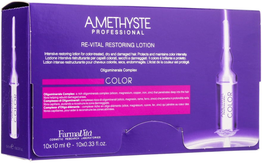 Balsam zapewniający ochronę jasności kolorów - Farmavita Amethyste Color Re-Vital Restoring Lotion 10x10ml — Zdjęcie N1