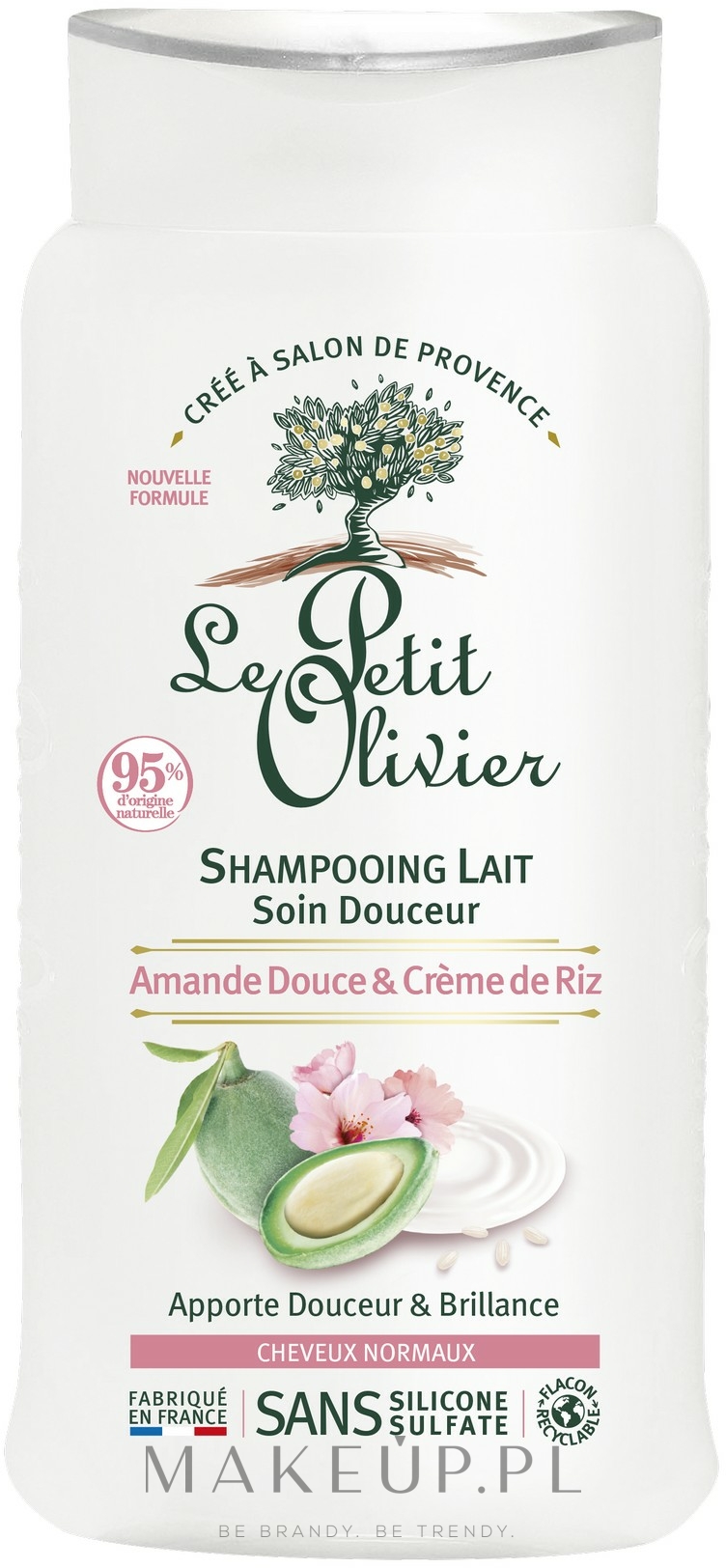 Mleczny szampon do włosów normalnych Słodkie migdały i krem ryżowy - Le Petit Olivier Sweet Almond & Rice Cream Milk Shampoo — Zdjęcie 250 ml