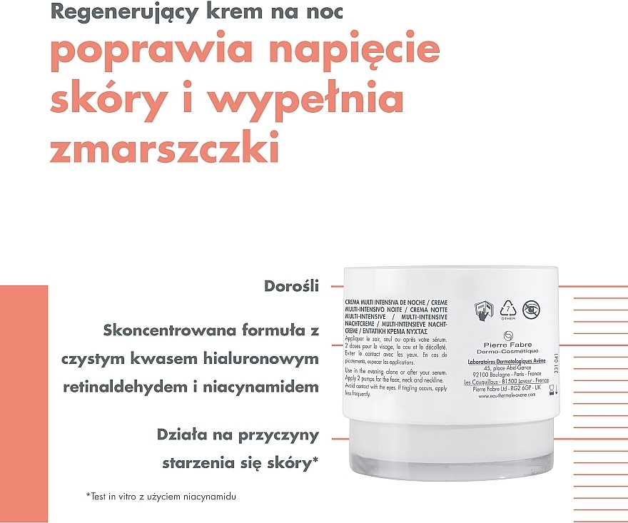 Multiintensywny krem do twarzy na noc - Avene Hyaluron Activ B3 Multi-Intensive Night Cream — Zdjęcie N4