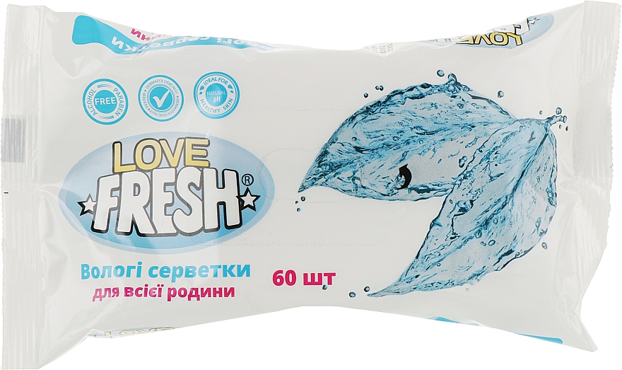 Chusteczki nawilżane dla całej rodziny, 60 szt. - Love Fresh — Zdjęcie N1