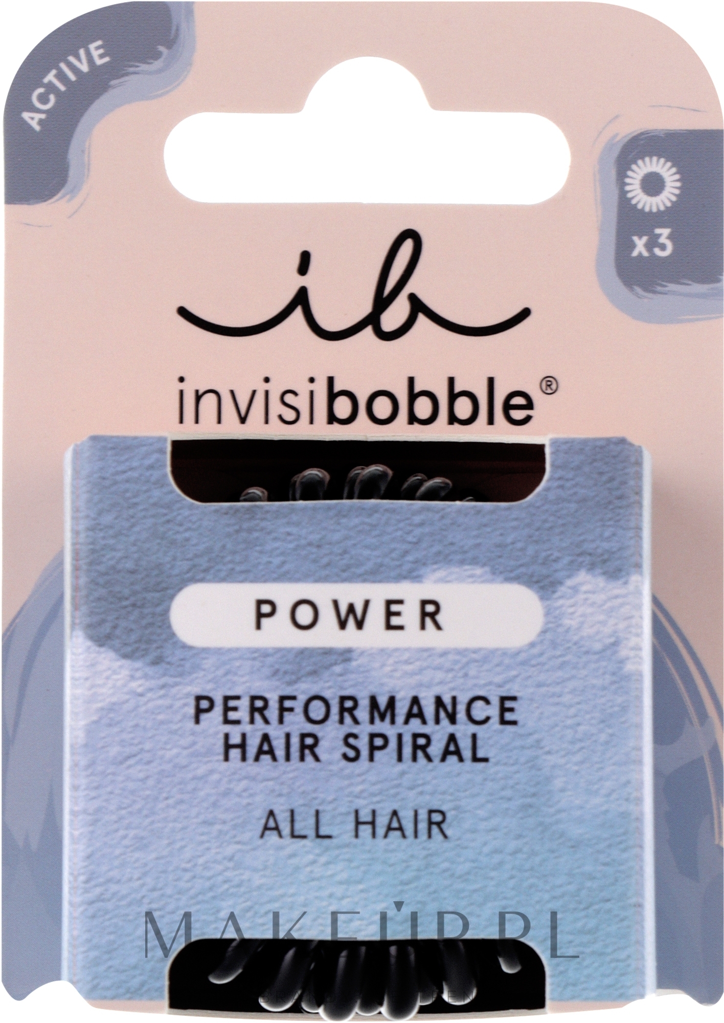 Gumka-bransoletka do włosów - Invisibobble Power True Black Perfomance Hair Spiral — Zdjęcie 3 szt.