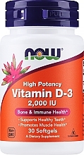 Witamina D-3 w kapsułkach - Now Foods Vitamin D-3 High Potency 2000 IU Softgels — Zdjęcie N1