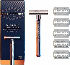 Maszynka do golenia z podwójnym ostrzem + 5 ostrzy - Gillette King C. — Zdjęcie N2