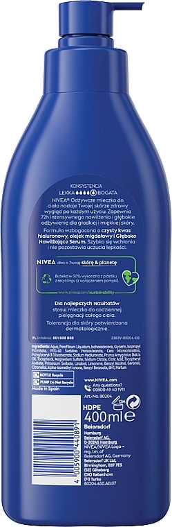 Odżywcze mleczko do ciała - NIVEA Nourishing Body Milk — Zdjęcie N2