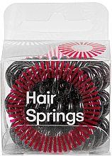 Gumki do włosów, czarne, 3 szt. - Hair Springs — Zdjęcie N1