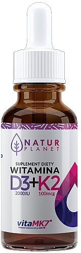 Witamina D3+K2 - NaturPlanet Vitamin D3 + K2 — Zdjęcie N1