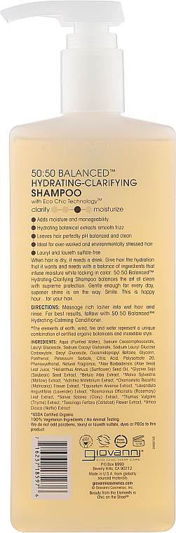 Szampon do każdego rodzaju włosów - Giovanni Eco Chic Hair Care 50:50 Balanced Hydrating-Clarifying Shampoo — Zdjęcie N4