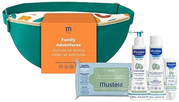 Zestaw - Mustela Family Adventures Banana Bag Terracota (bag + wipes/60pcs + milk/300ml + gel/200ml + cr/40ml) — Zdjęcie N1