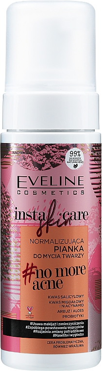 Normalizująca pianka do mycia twarzy - Eveline Cosmetics Insta Skin Care #No More Acne — Zdjęcie N2