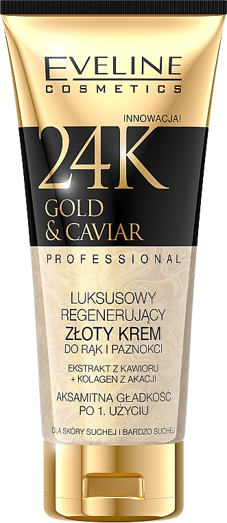 Regenerujący krem do rąk dla skóry suchej i bardzo suchej - Eveline Cosmetics 24K Gold & Caviar