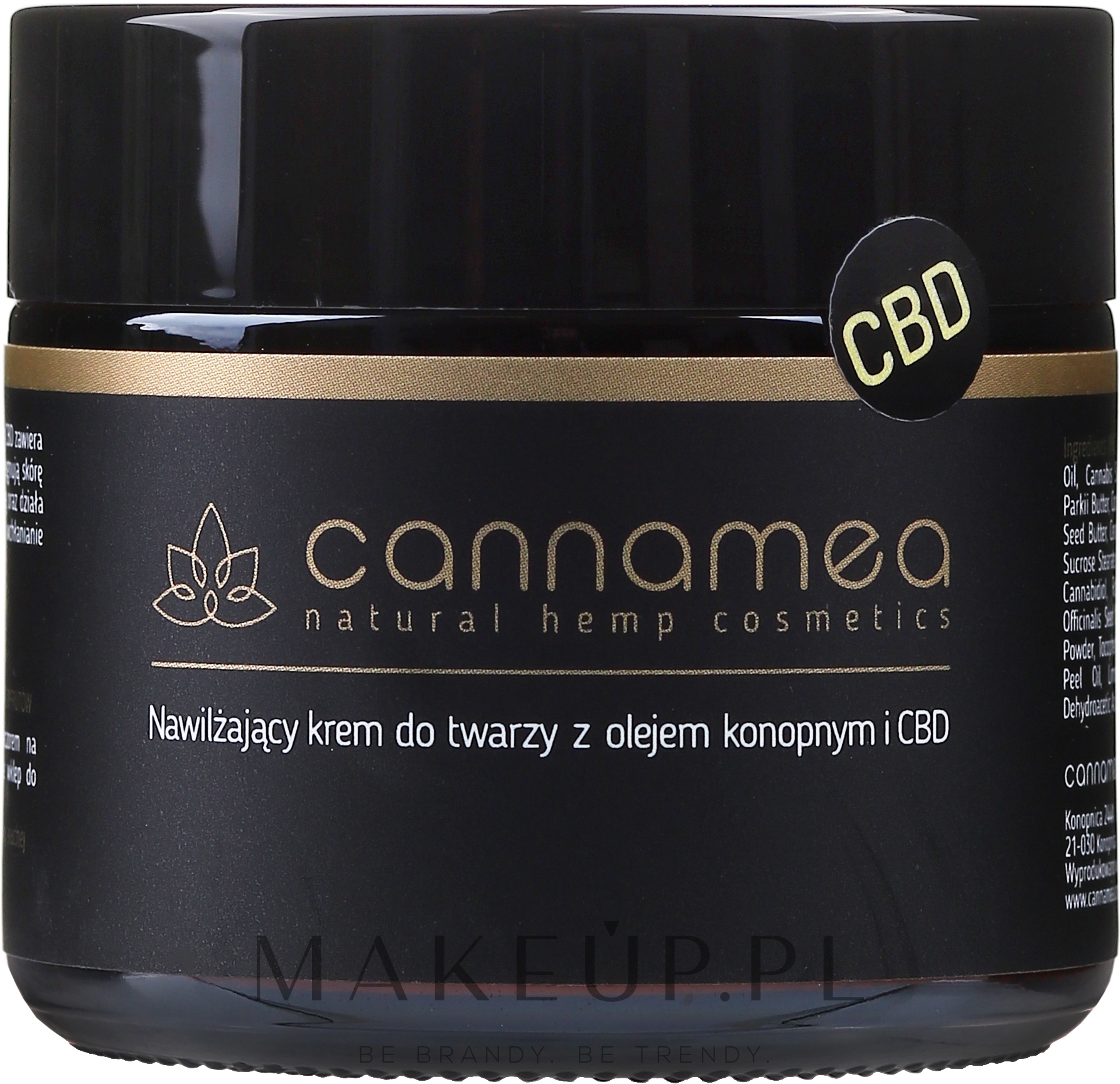 Nawilżający krem do twarzy z olejem konopnym i 250 mg CBD - Cannamea — Zdjęcie 50 g