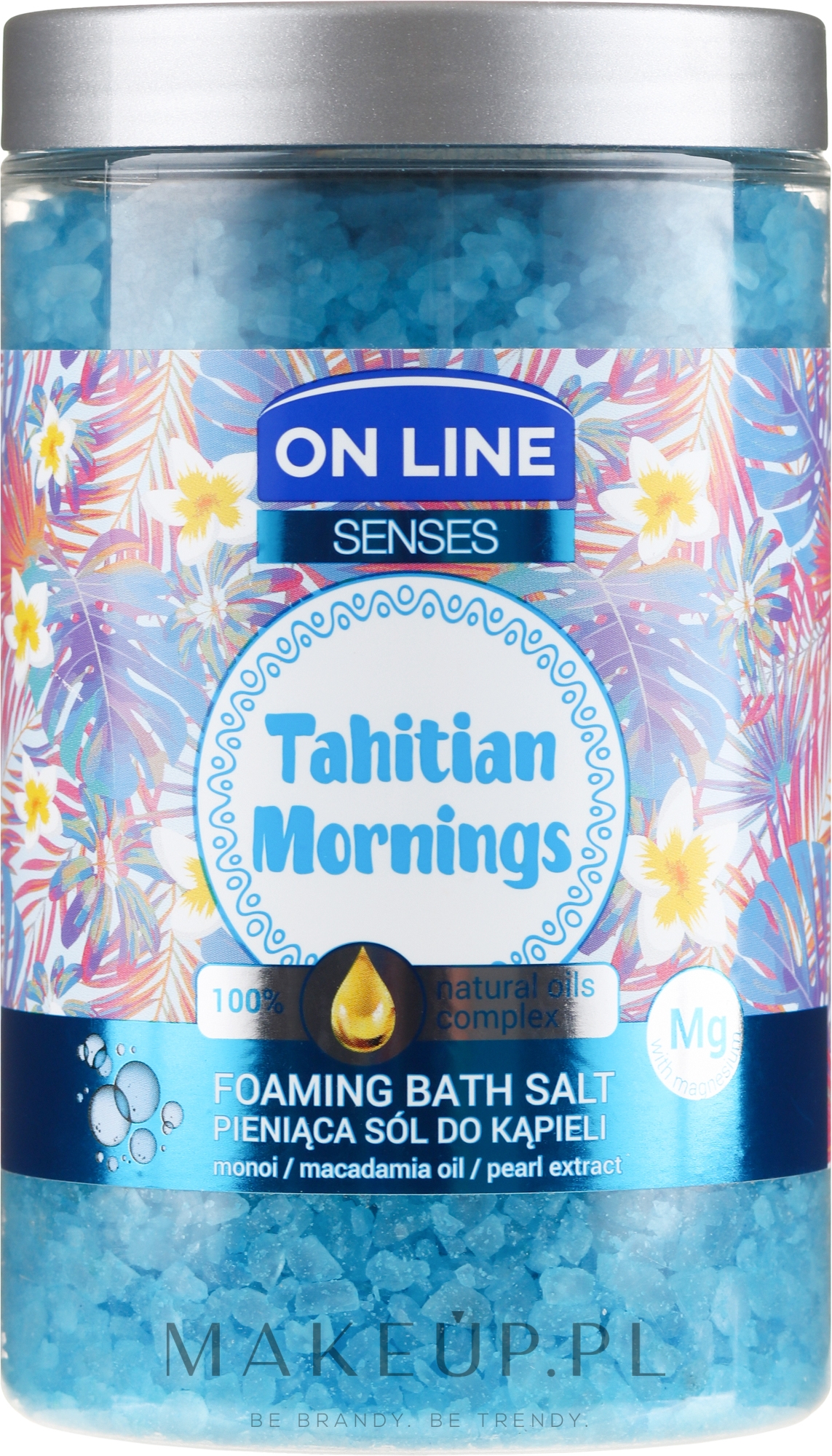 Pieniąca sól do kąpieli z olejami monoi i makadamia - On Line Senses Tahitian Mornings — Zdjęcie 480 g